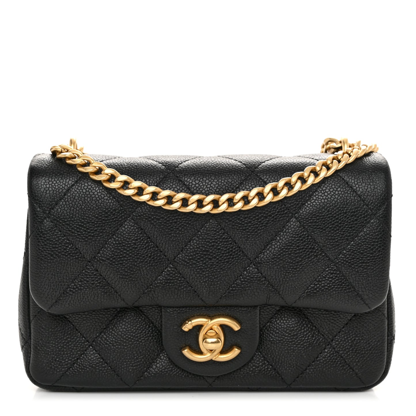 Caviar Quilted Mini Sweetheart Rectangular Flap Black