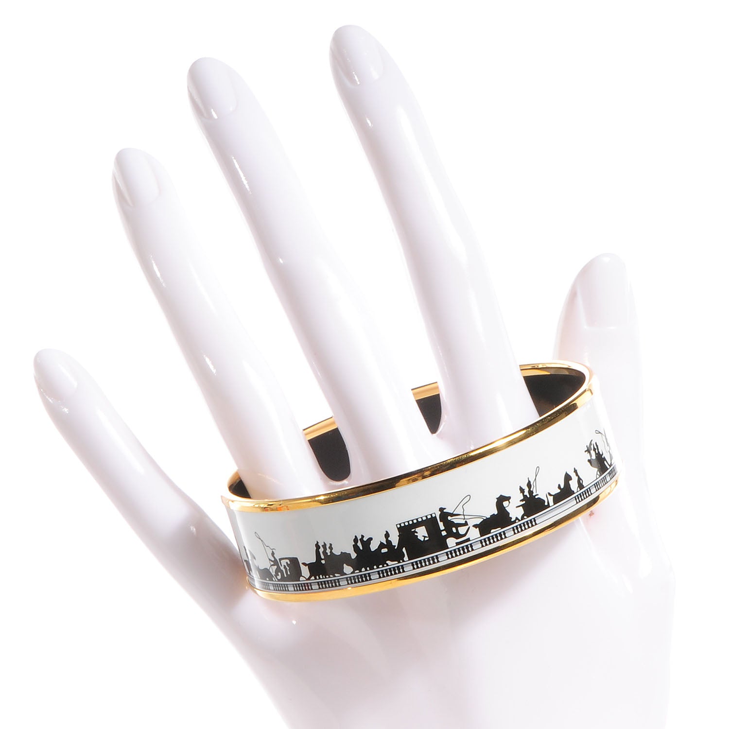 Hermes Enamel Printed Carriage Wide Bracelet 70 2 of 5