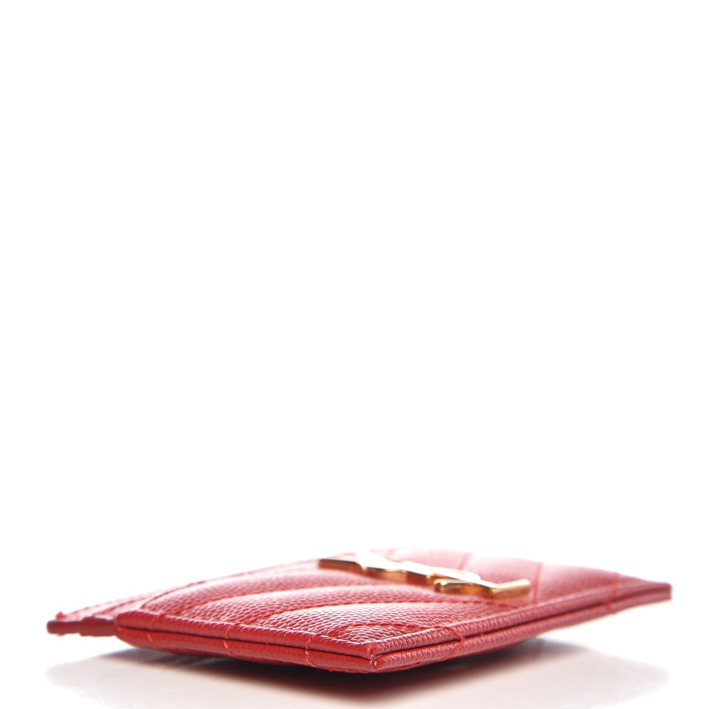 Grain De Poudre Matelasse Chevron Monogram Credit Card Case New Red