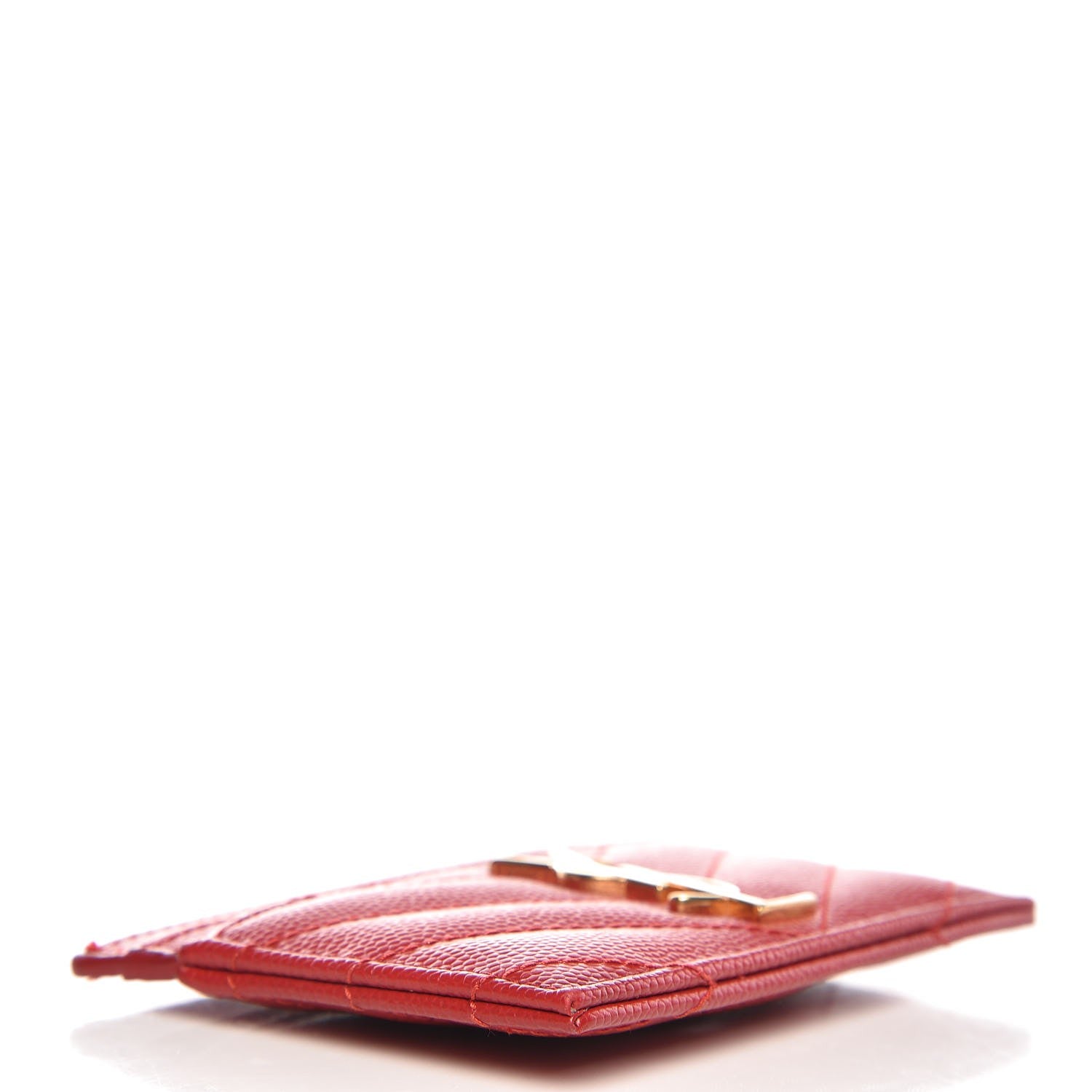 Saint Laurent Grain De Poudre Matelasse Chevron Monogram Credit Card Case New Red 4 of 10