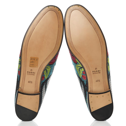 Gucci Floral Jacquard Horsebit Womens Jordaan Loafers 40.5 Turquoise 5 of 8