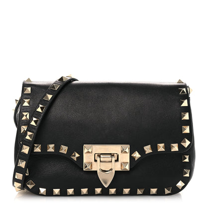 Valentino Garavani Vitello Mini Rockstud Flap Saddle Crossbody Bag Black 1 of 14