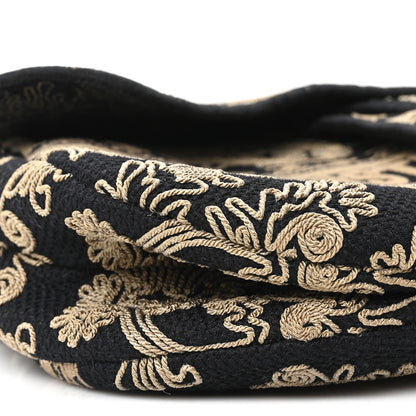 Christian Dior Canvas Embroidered Ornamental Cornely Saddle Bag Black Beige 9 of 11