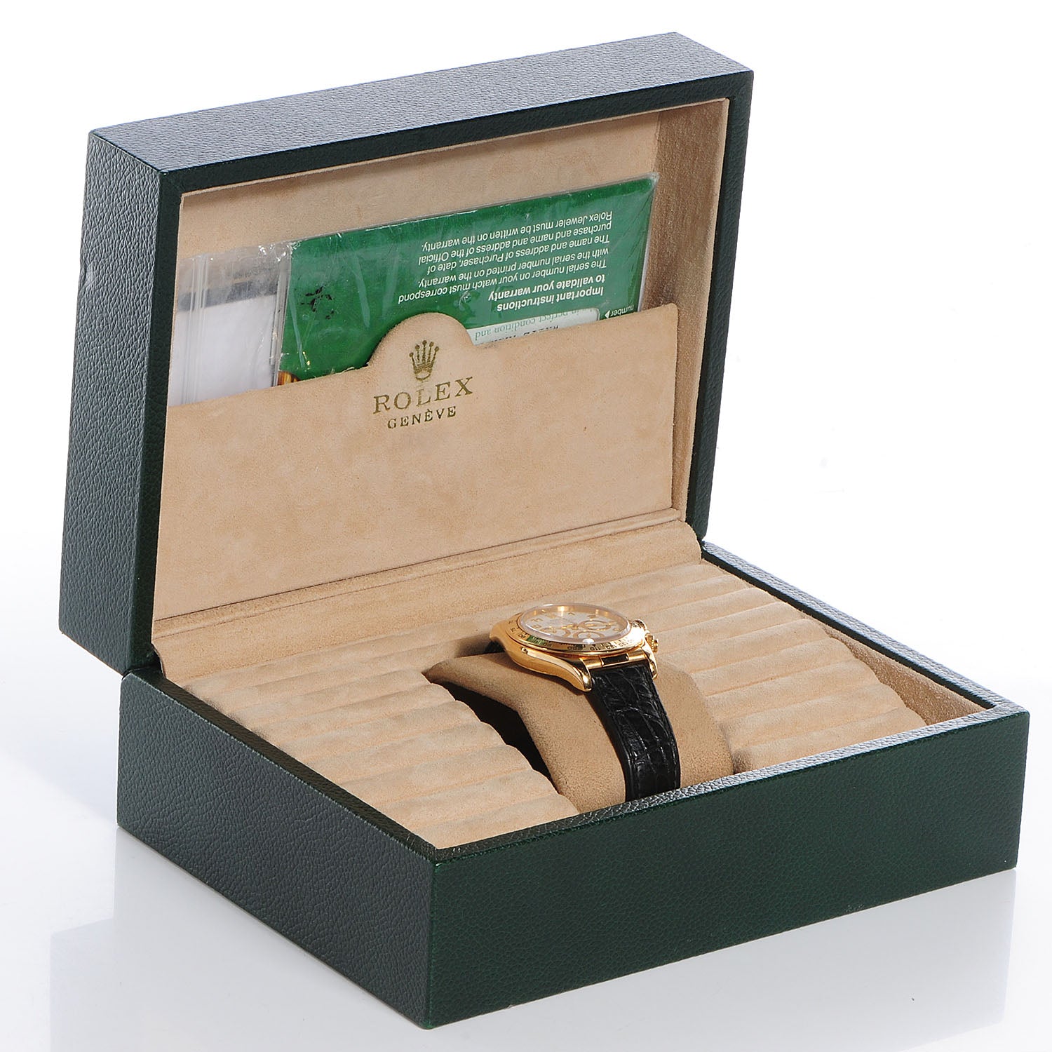 Rolex 18K Yellow Gold Alligator 40mm Oyster Perpetual Cosmograph Daytona Watch White 16518 9 of 9