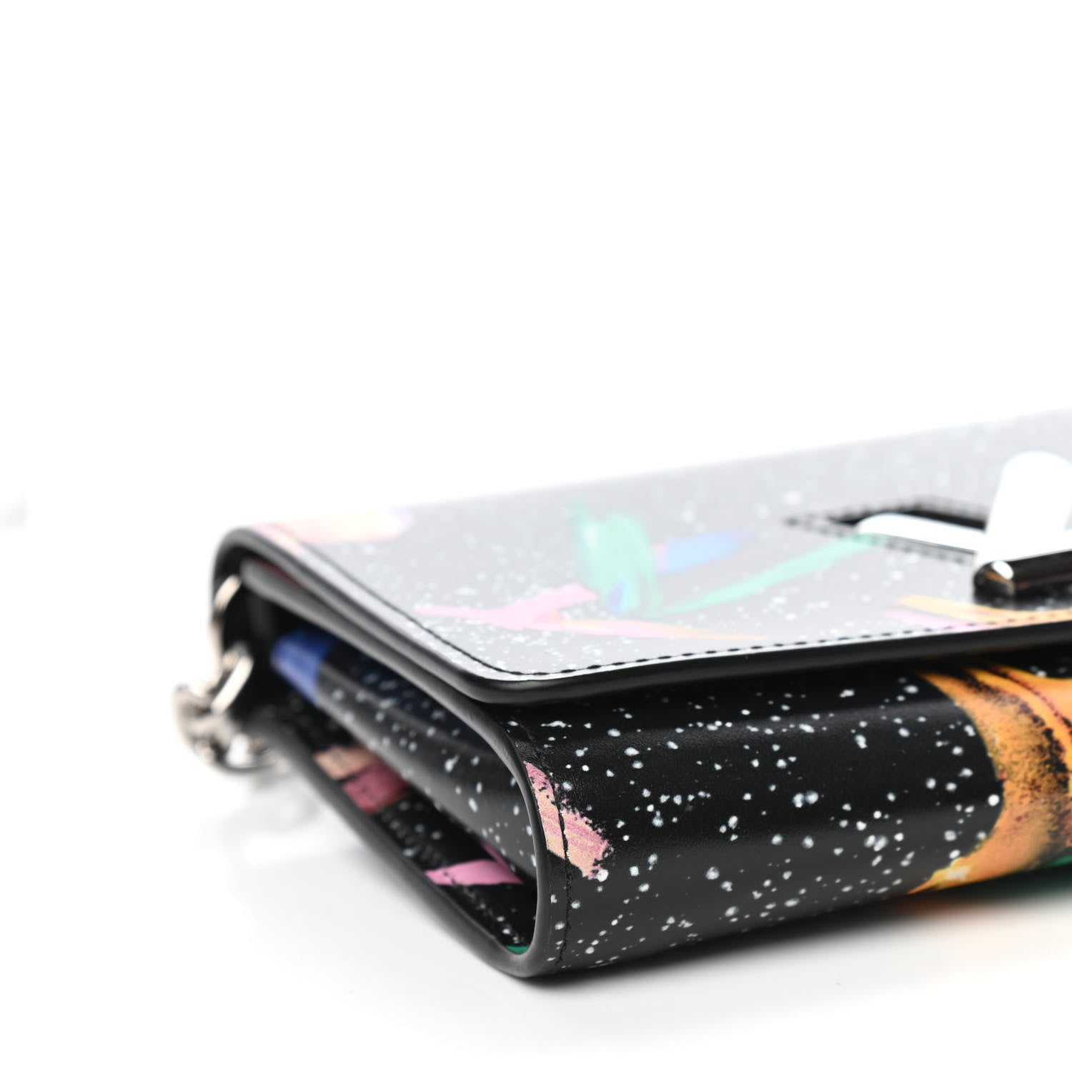 Louis Vuitton Calfskin Splash Print Twist Chain Wallet Black 7 of 10