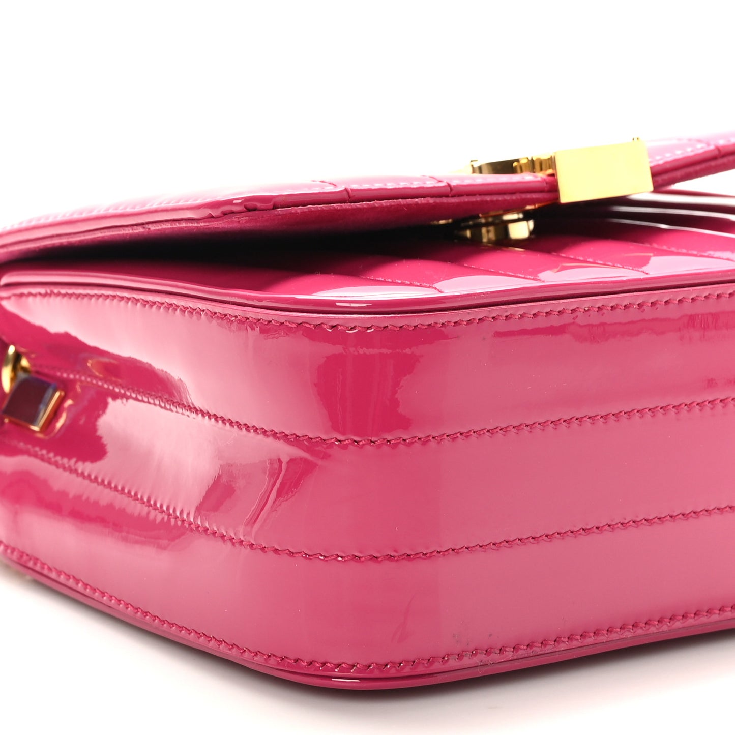 Patent Calfskin Matelasse Monogram Small Vicky Chain Bag Bubblegum
