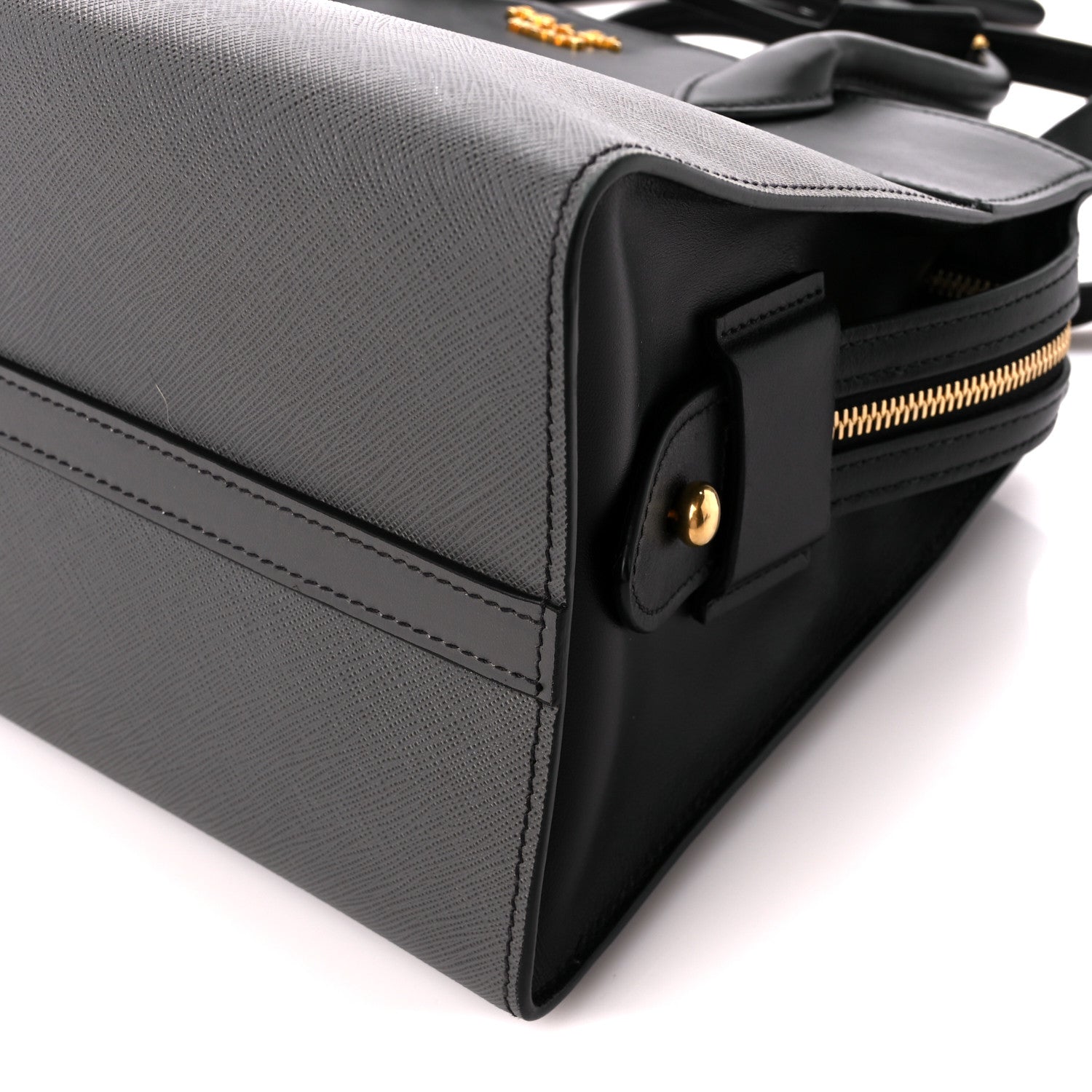 Prada Saffiano City Calfskin Medium Esplanade Tote Mercurio Black 9 of 11