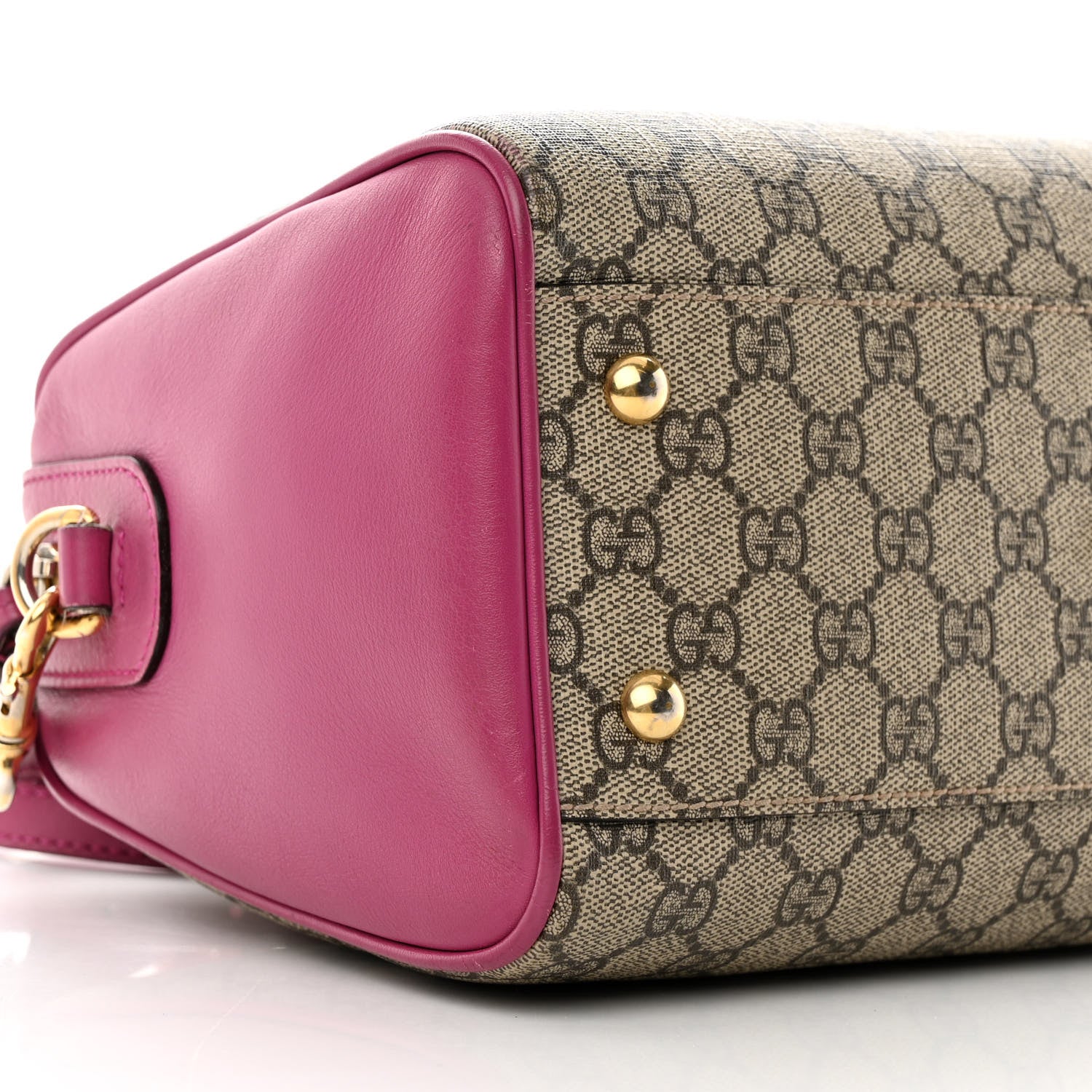 Gucci GG Supreme Monogram Moon Calfskin Small Boston Beige Ebony Hibiscus Red New Rosette 9 of 20