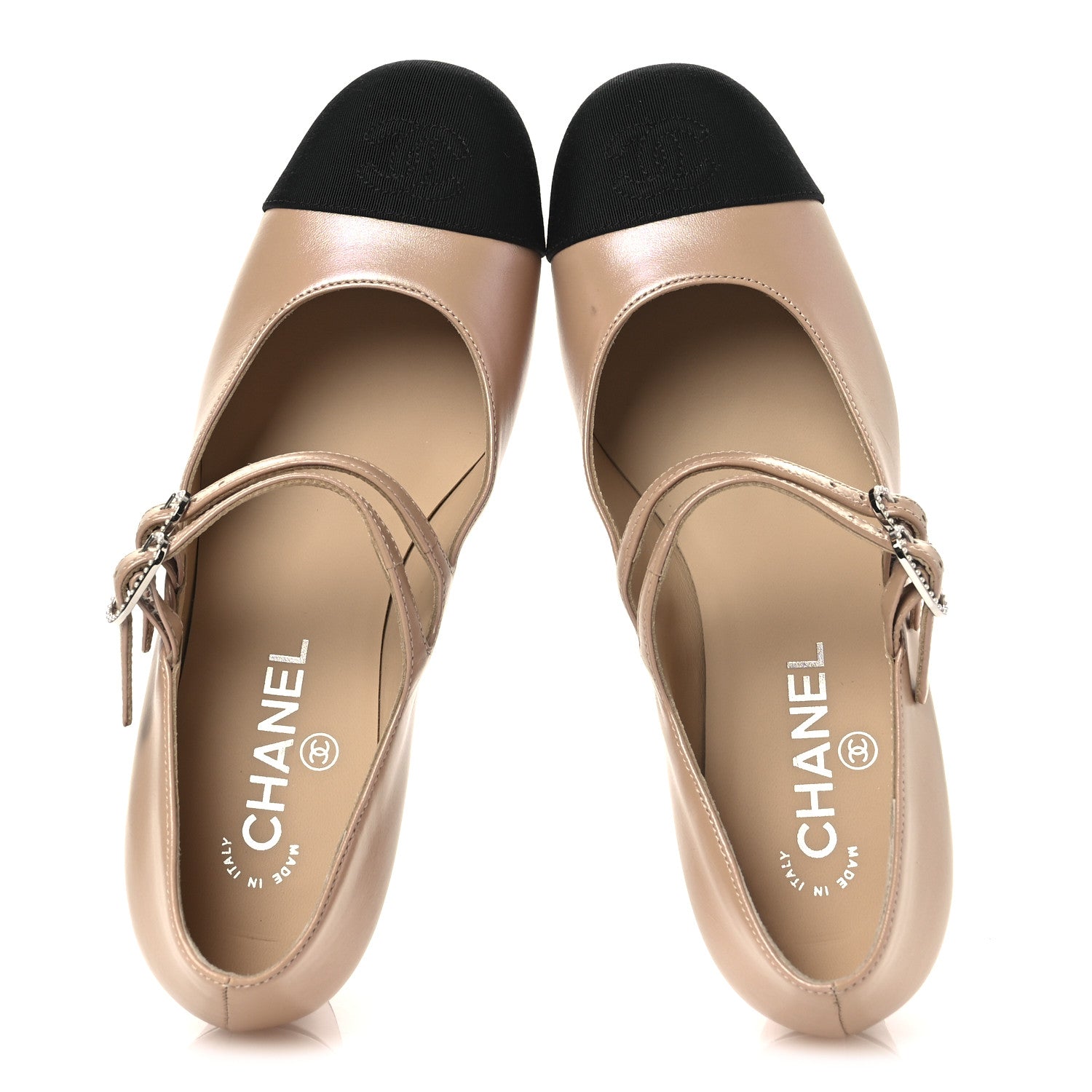 Chanel Iridescent Lambskin Grosgrain Pearl Mary Jane Pumps 38