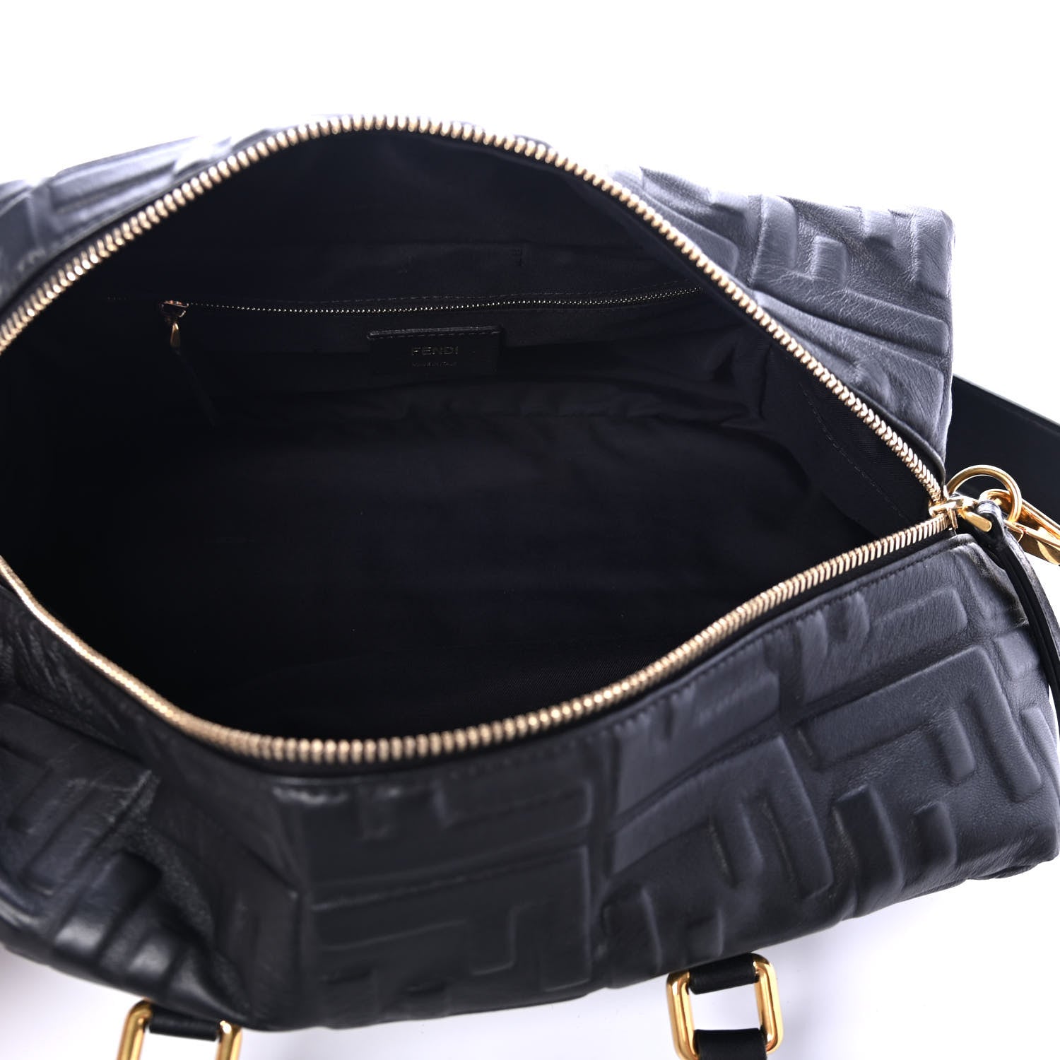 Fendi Nappa FF 1974 Embossed Small Boston Black 4 of 4