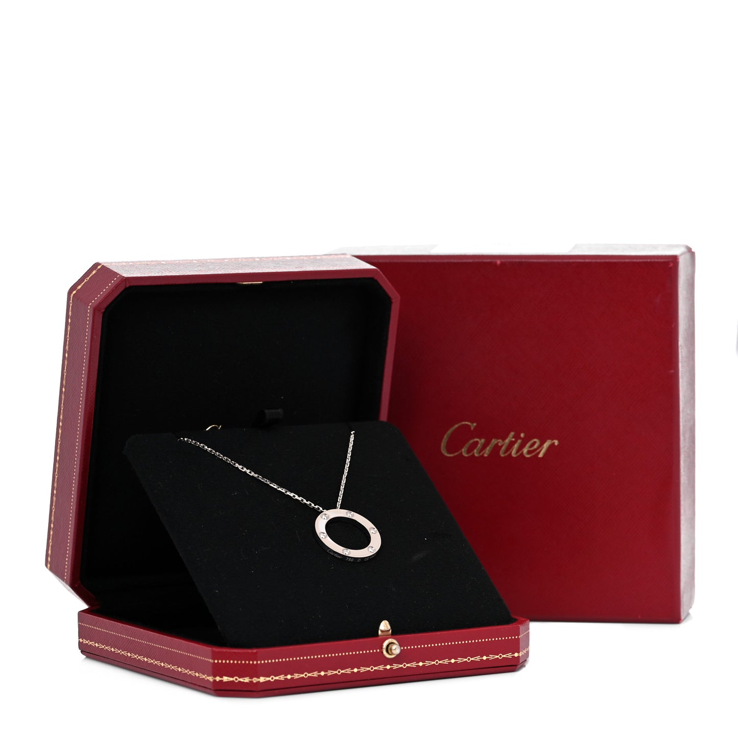18K White Gold 6 Diamonds LOVE Pendant Necklace