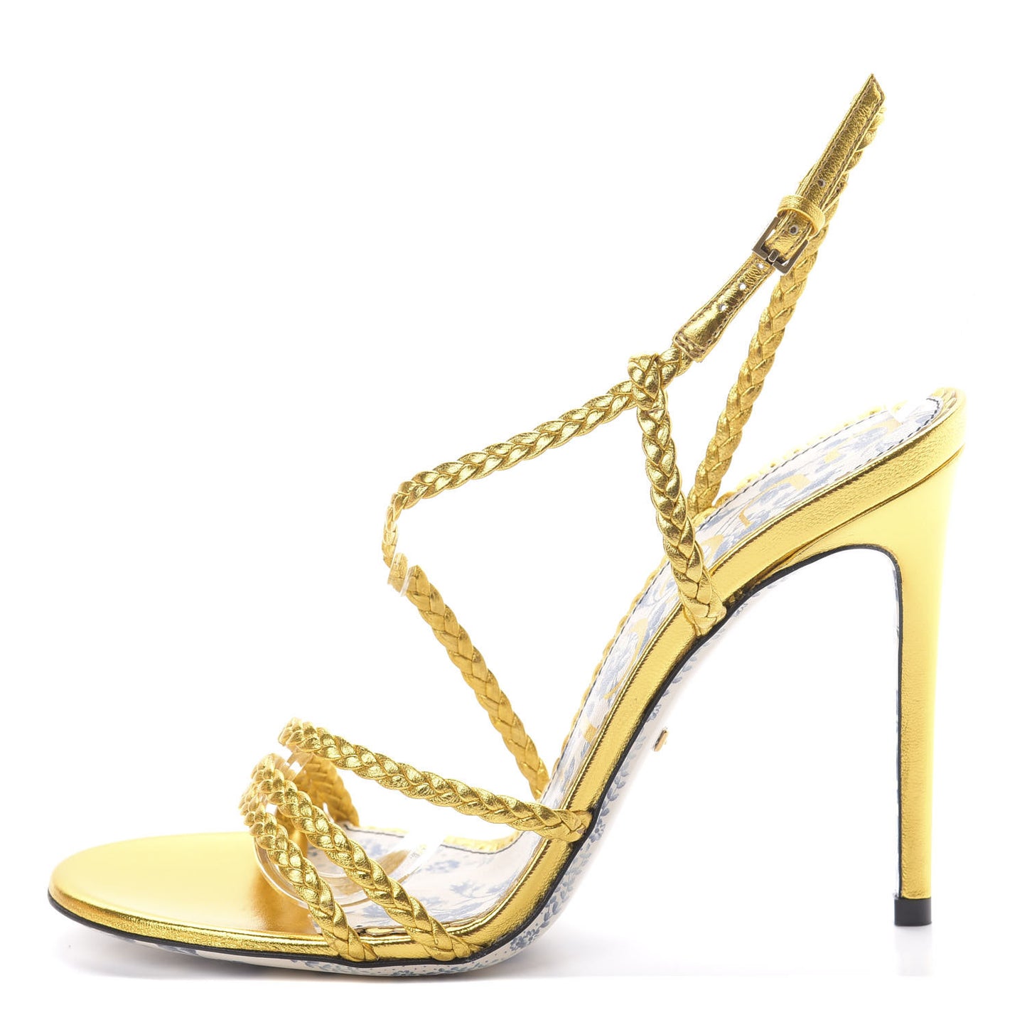 Metallic Nappa Braided Haines High Heel Sandals 38 Gold
