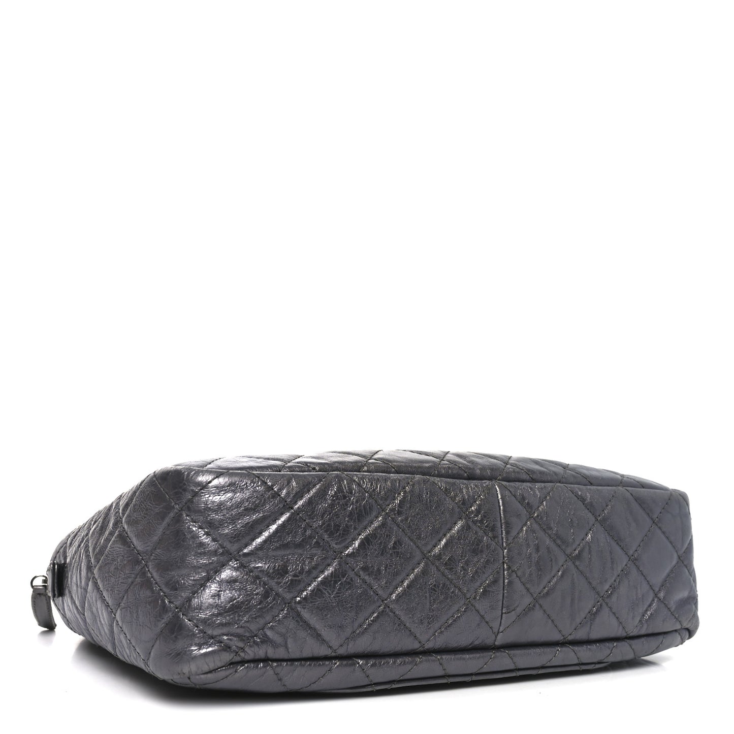 Metallic Aged Calfskin Quilted Large Reissue Camera Case Dark Silver