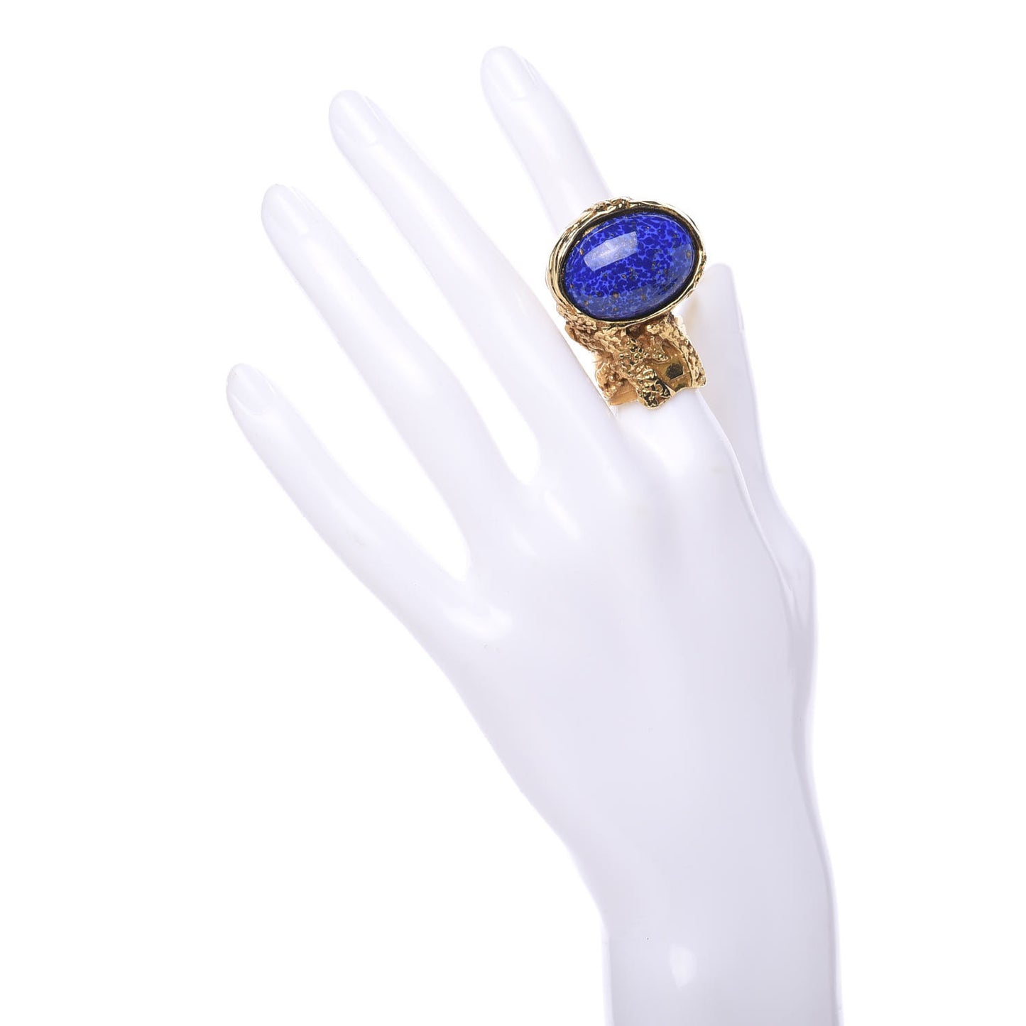 Glass Cabochon Arty Ovale Ring 5 Gold Lapis