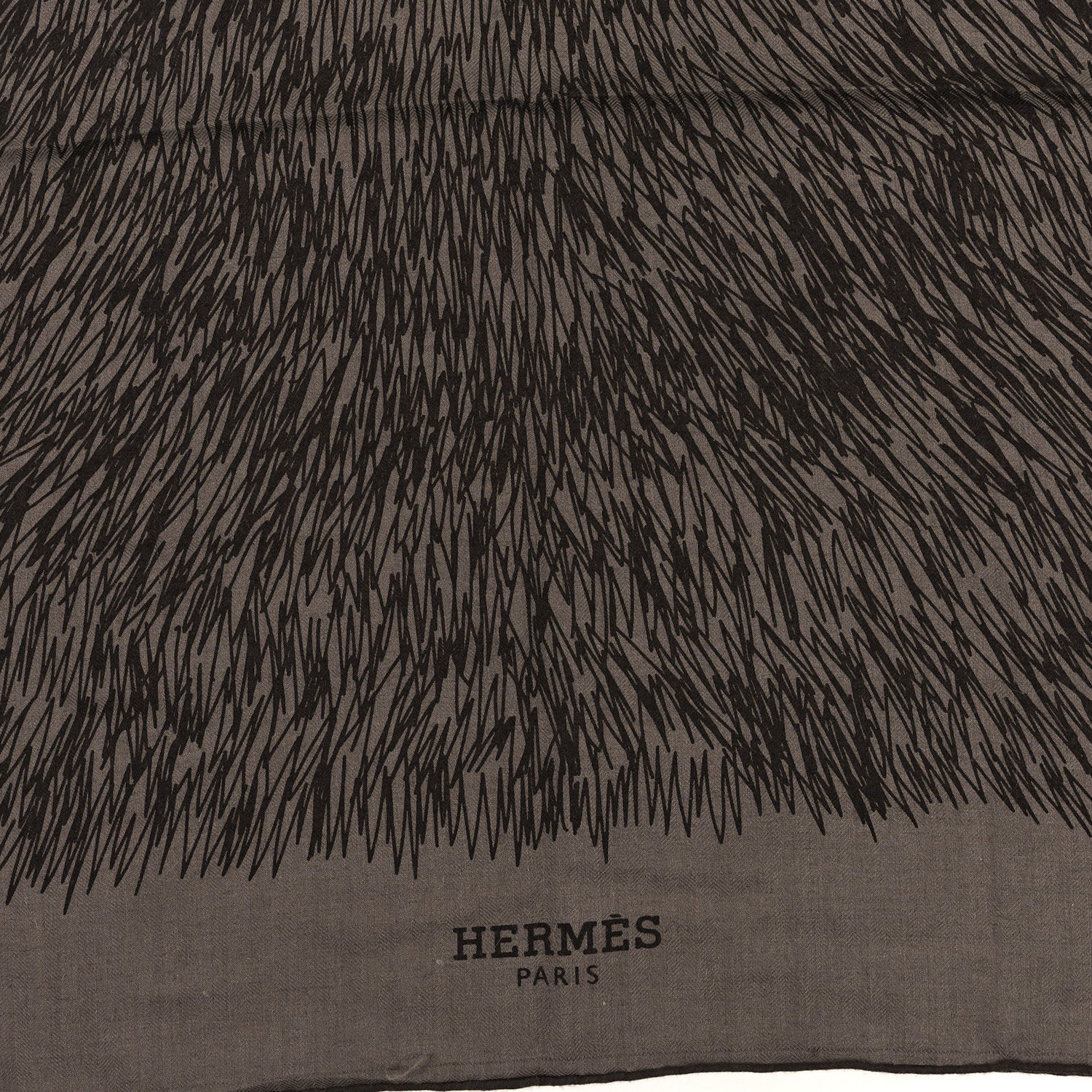 Hermes Cashmere Silk Touchez-Moi Shawl 140 Black Beige 2 of 3