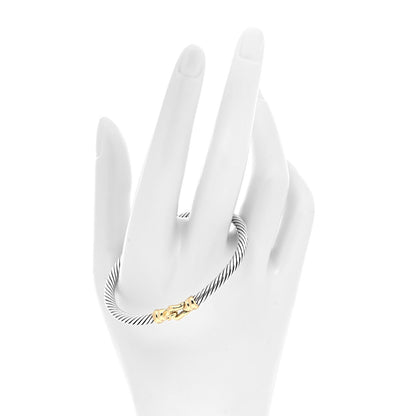 David Yurman Sterling Silver 14K Yellow Gold 4mm Cable Classic Buckle Bracelet 2 of 5