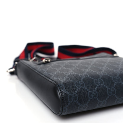 Gucci GG Supreme Monogram Web Small Flat Messenger Bag Black Grey 8 of 9