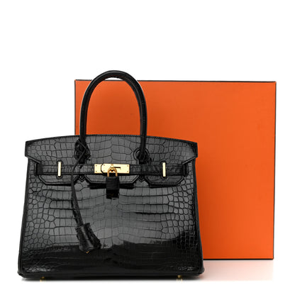 Hermes Shiny Porosus Crocodile Birkin 30 Black 11 of 11