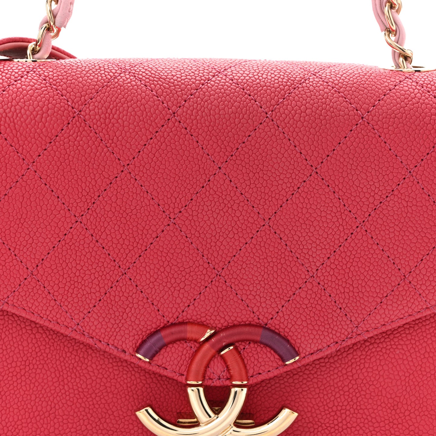 Grained Calfskin Quilted Small Cuba Top Handle Flap Pink