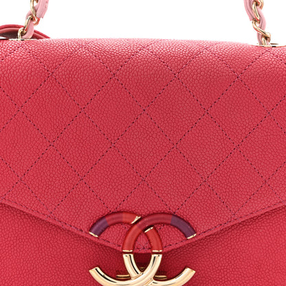 Chanel Grained Calfskin Quilted Small Cuba Top Handle Flap Pink 8 of 10