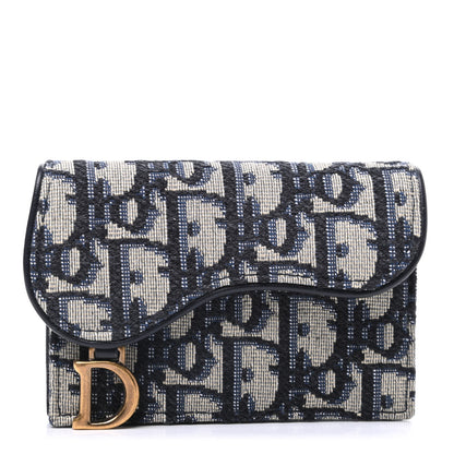 Christian Dior Oblique Saddle Card Holder Blue 1 of 6