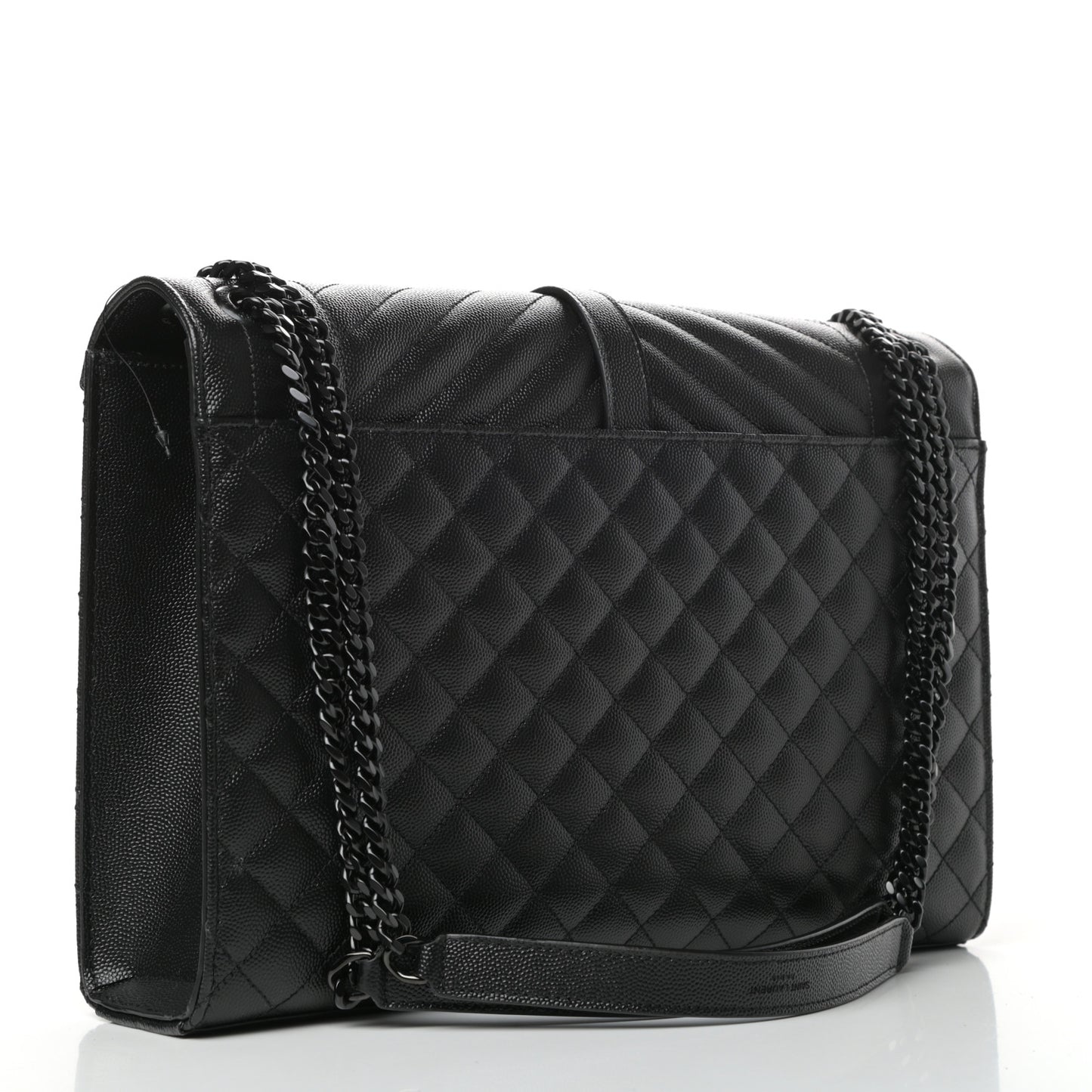 Grain De Poudre Textured Mixed Matelasse Large Triquilt Monogram Monochrome Satchel Black