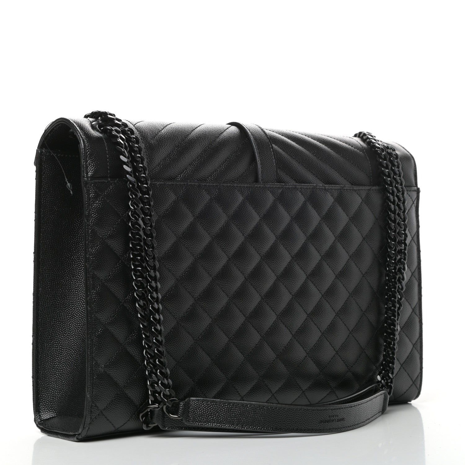 Saint Laurent Grain De Poudre Textured Mixed Matelasse Large Triquilt Monogram Monochrome Satchel Black 3 of 9