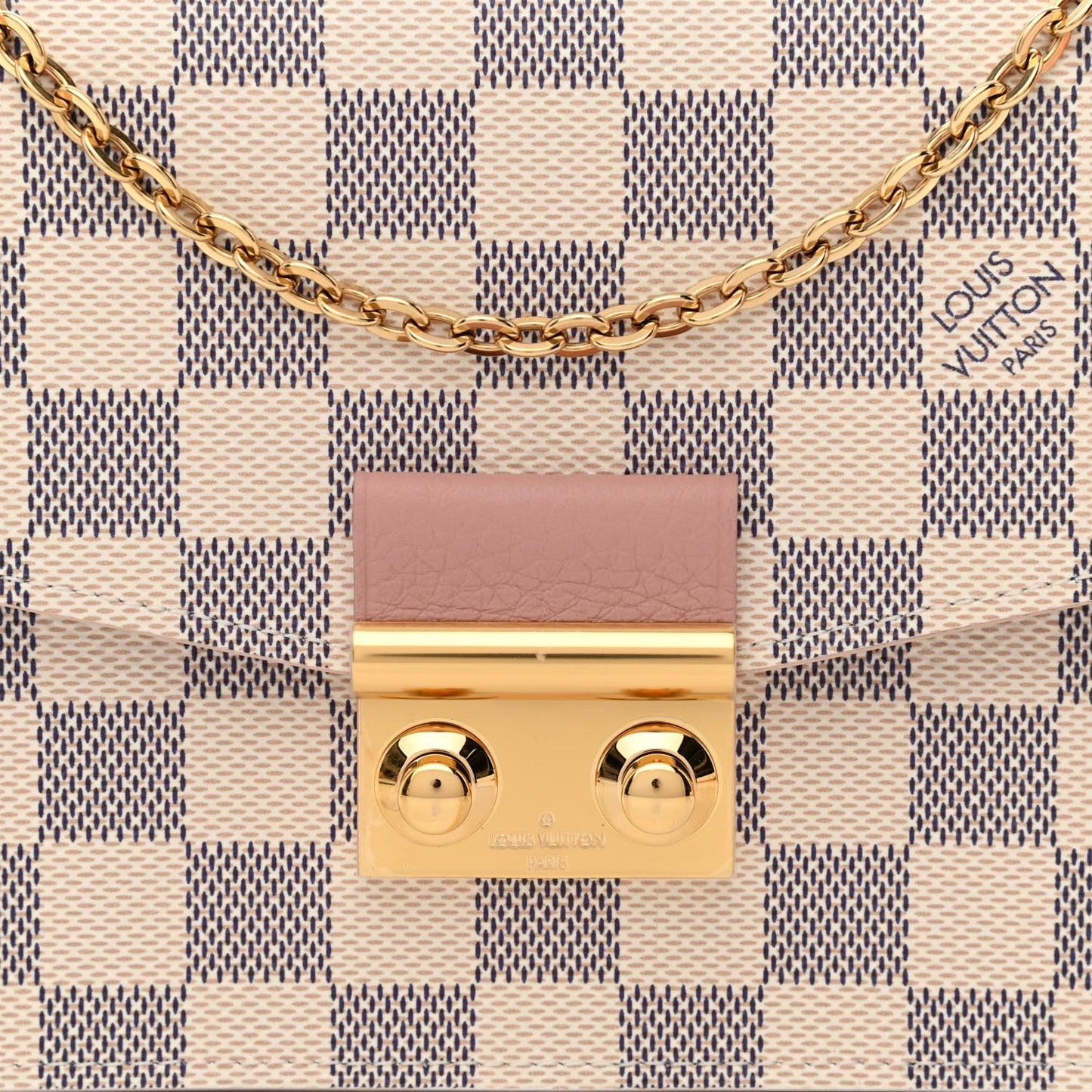 Damier Azur Croisette Chain Wallet Rose Ballerine
