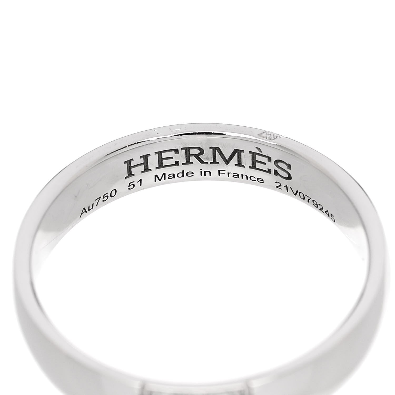 Hermes 18K White Gold Diamond Ever Herakles Wedding Band Ring 51 5.75 4 of 5