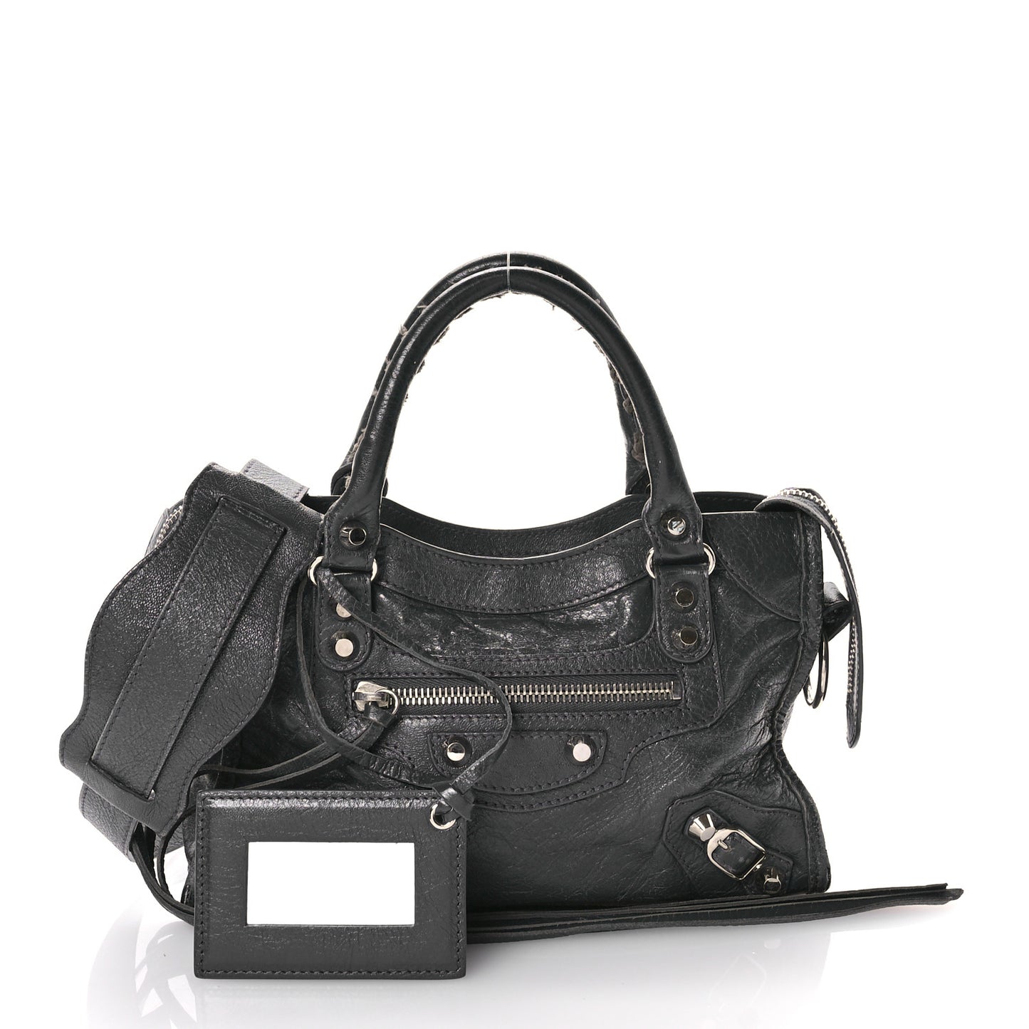 Agneau Classic Silver Hardware Mini City Gris Fossile