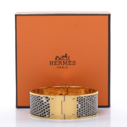 Hermes Lizard Charniere Cuir Wide Hinged Bracelet S Ombre 6 of 6