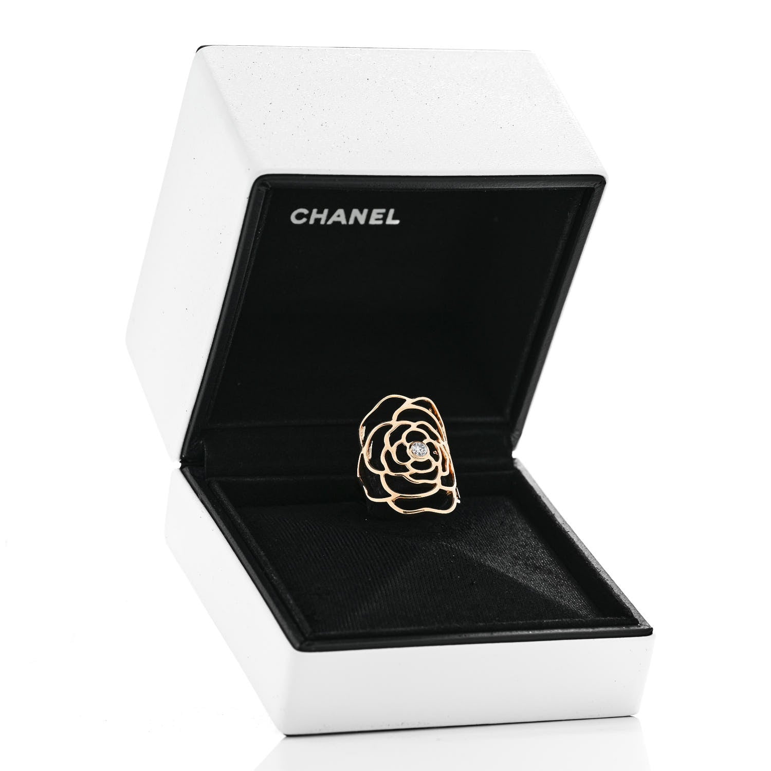 Chanel 18K Yellow Gold Diamond Petales de Camellia Ring 53 6.5 7 of 7