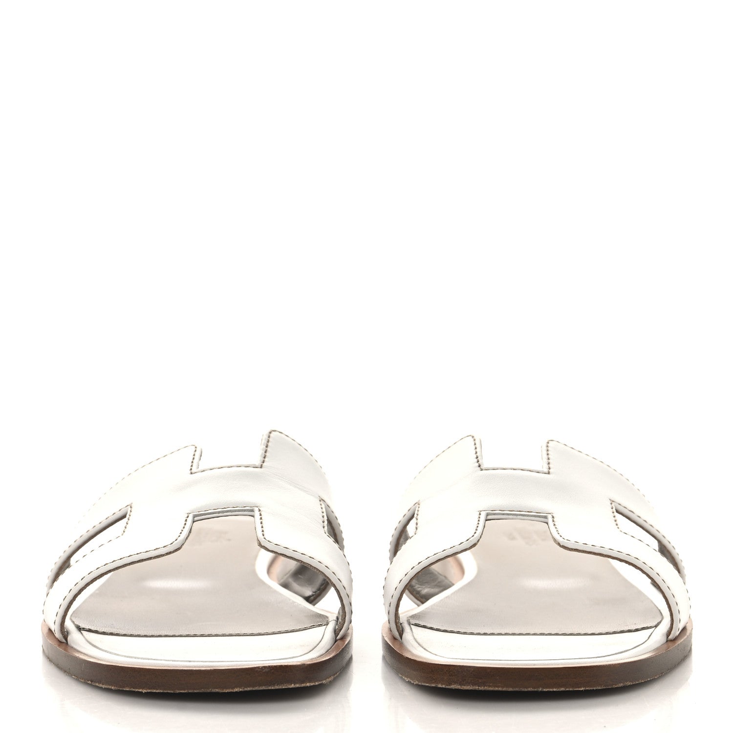 Hermes Box Calfskin Oran Sandals 36 White 3 of 10