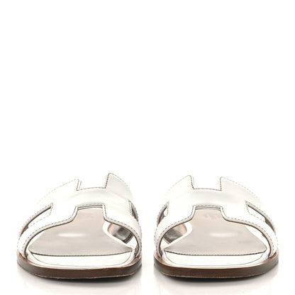 Hermes Box Calfskin Oran Sandals 36 White 3 of 10