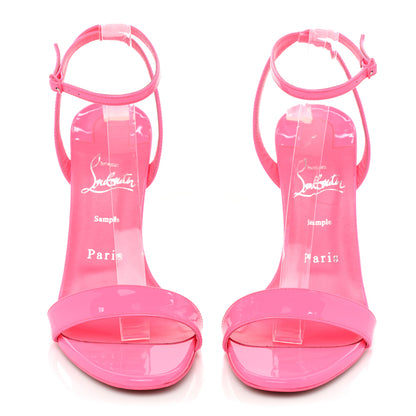 Christian Louboutin Patent Loubi Queen 100 Strap Sandals 37 Pink 2 of 12