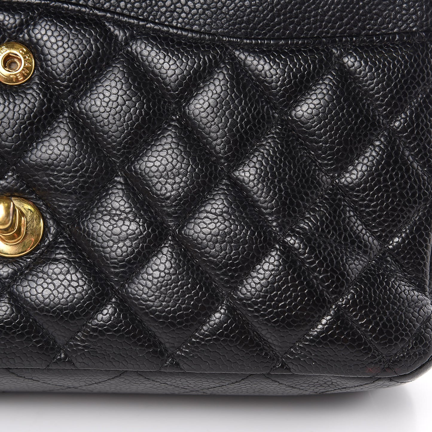 Caviar Quilted Medium Double Flap Black