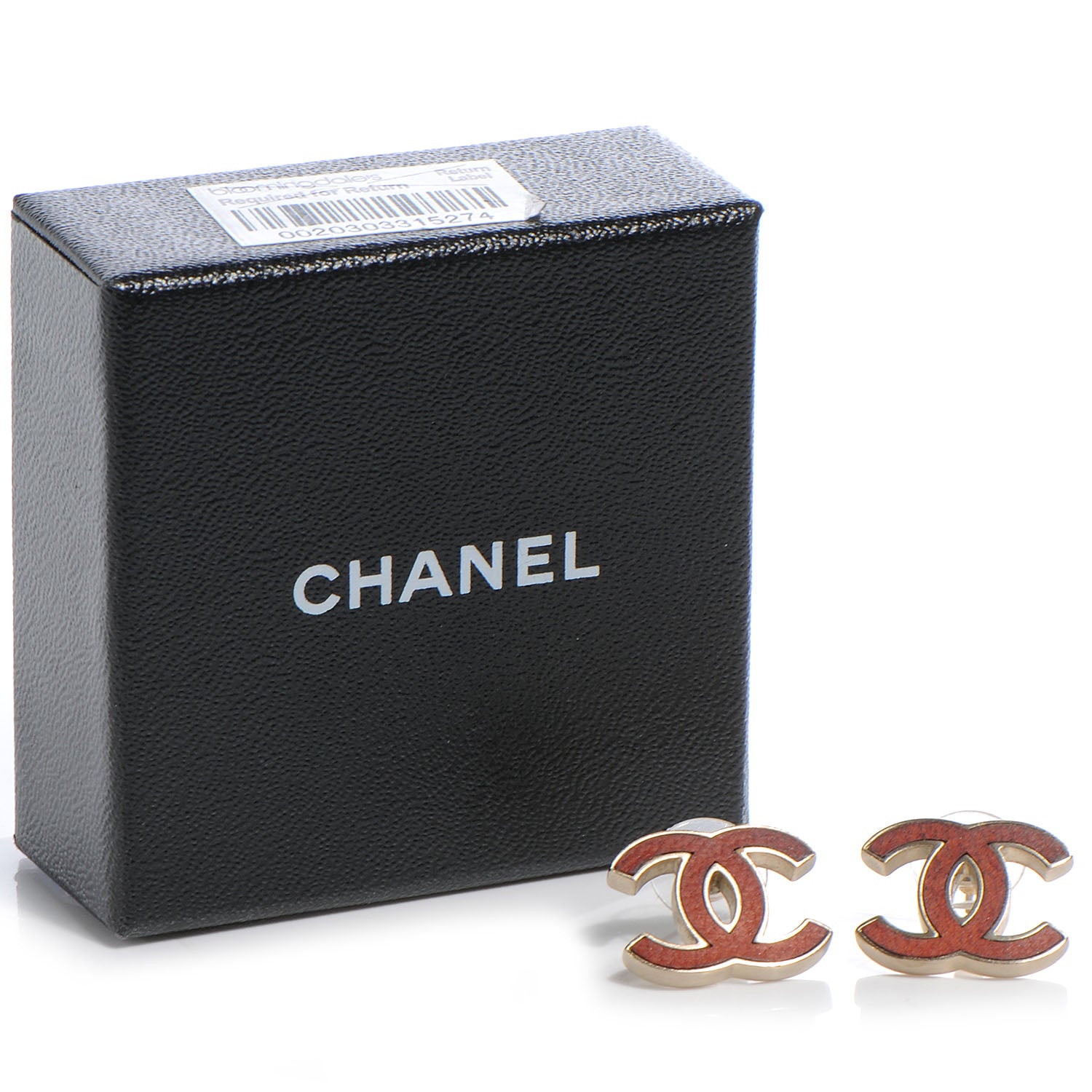 Chanel Lambskin CC Earrings Brushed Gold Brique Clair 3 of 5