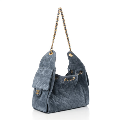 Chanel Suede Quilted Small Chanel 25 Handbag Blue 3 of 11