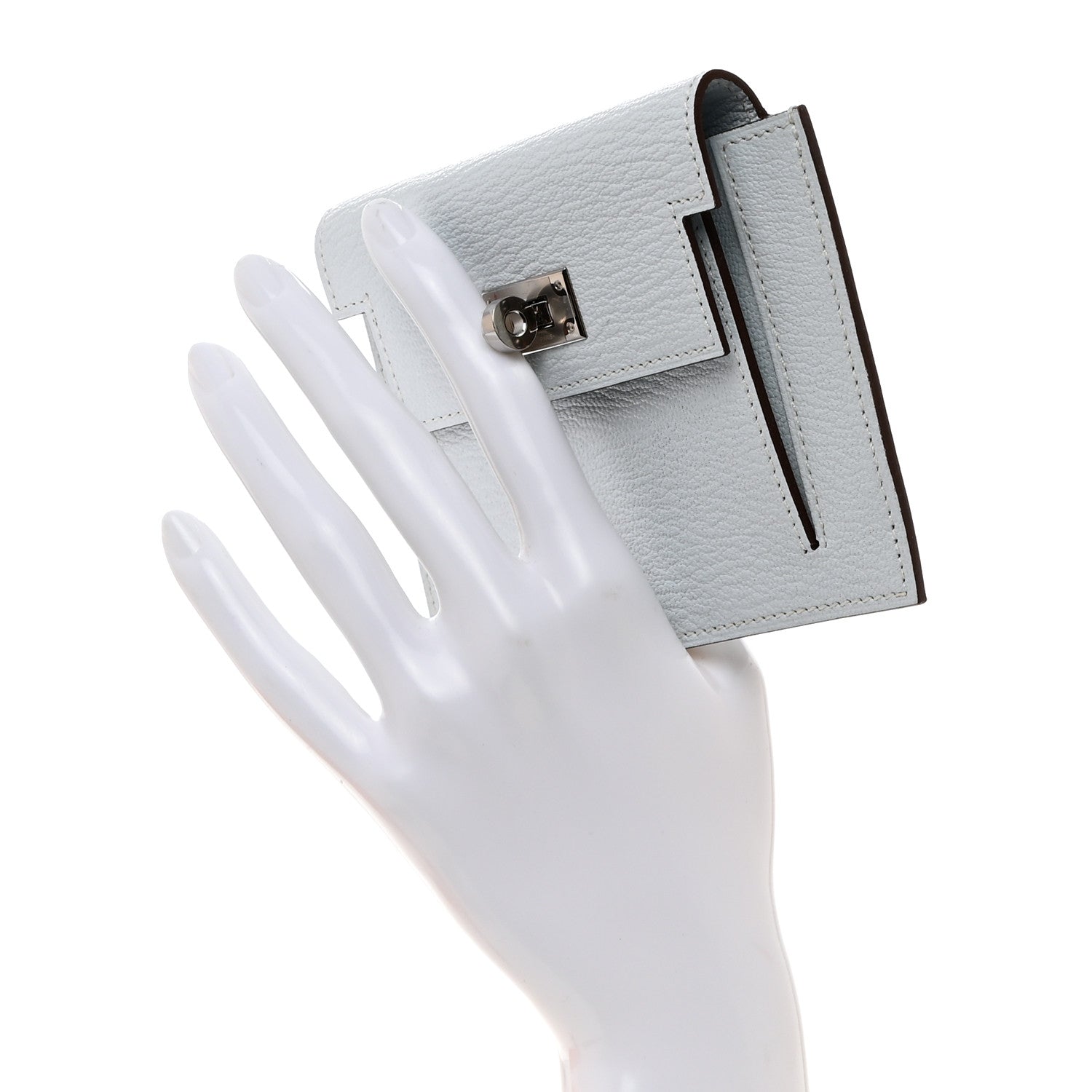 Hermes Chevre Mysore Kelly Pocket Compact Wallet Bleu Brume 2 of 8