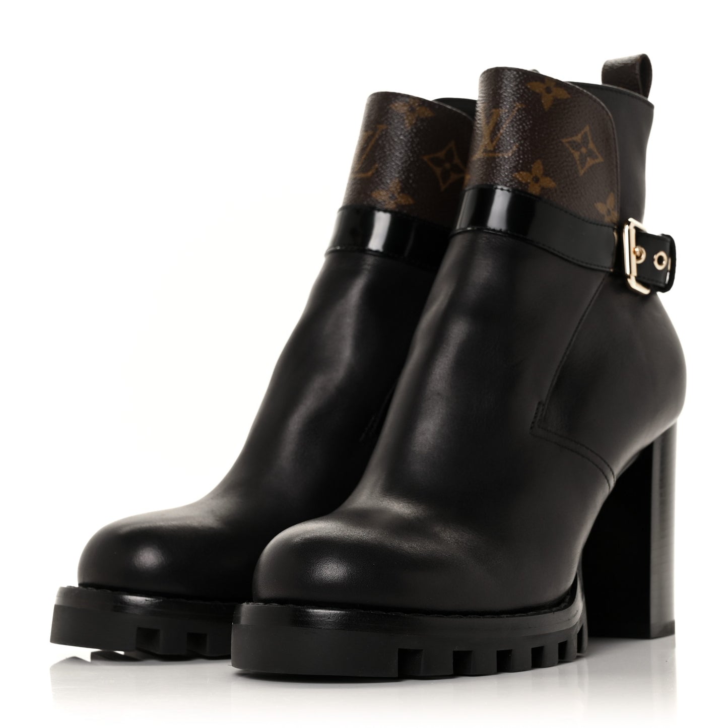 Calfskin Monogram Star Trail Ankle Boots 39 Black