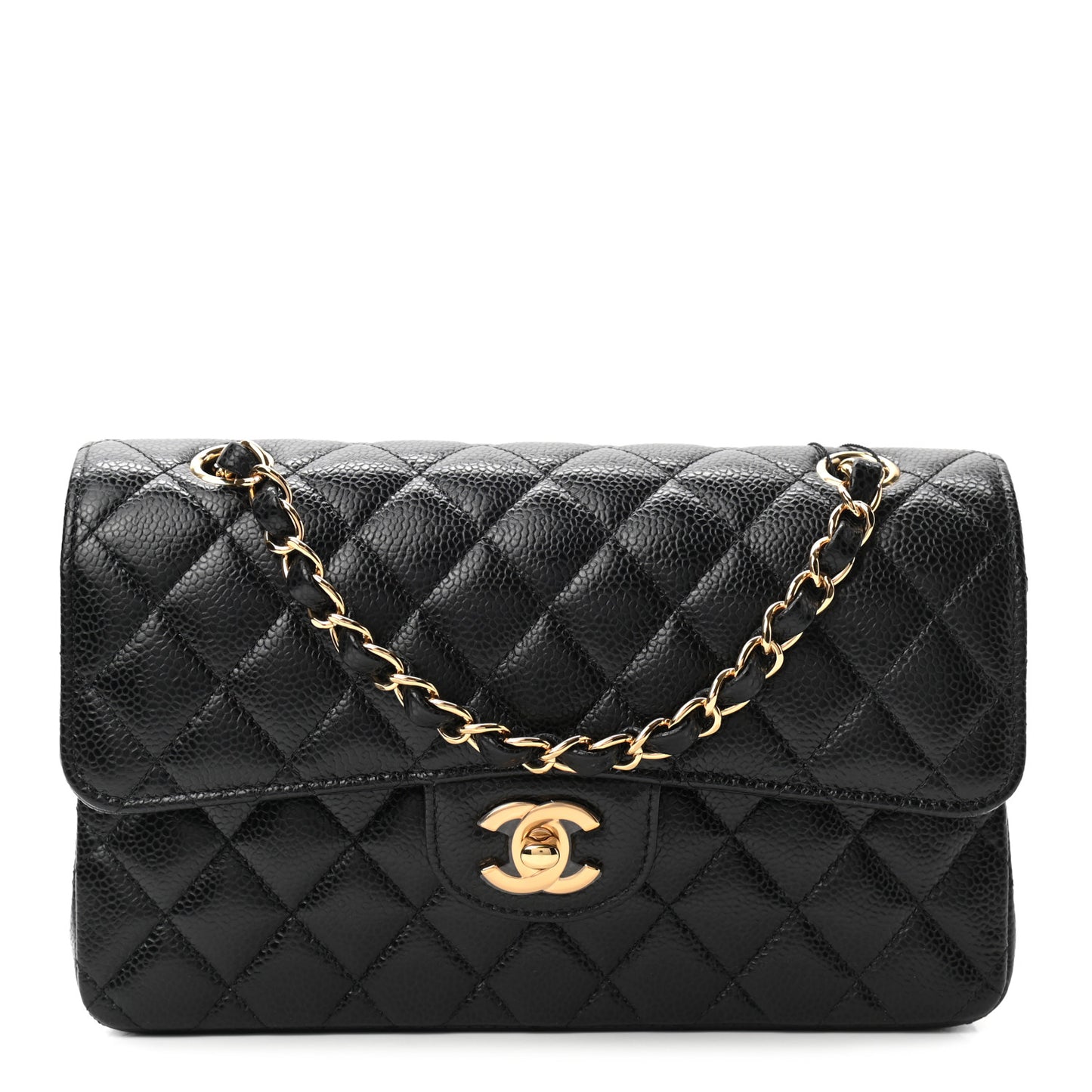 Caviar Quilted Small Double Flap Black