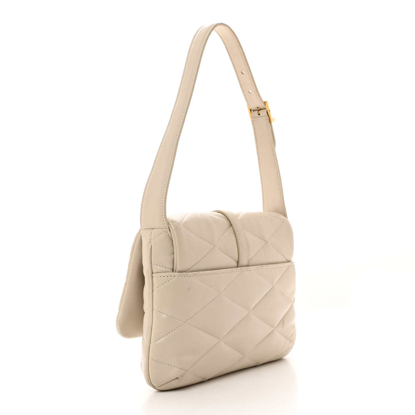 Lambskin Quilted Le 57 Diamond Shoulder Bag Crema Soft