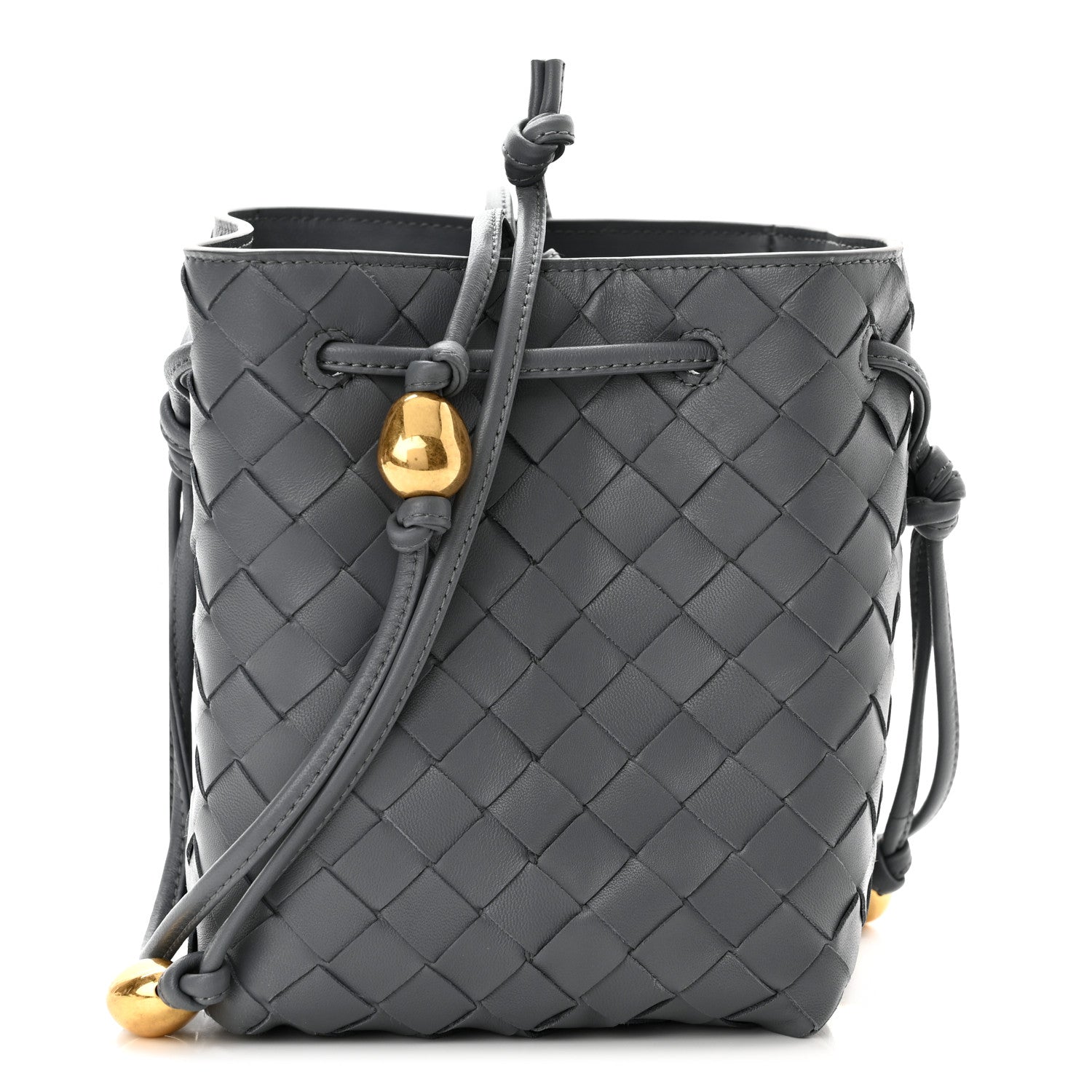 Bottega Veneta Nappa Intrecciato Small Drawstring Bucket Bag Thunder 1 of 9