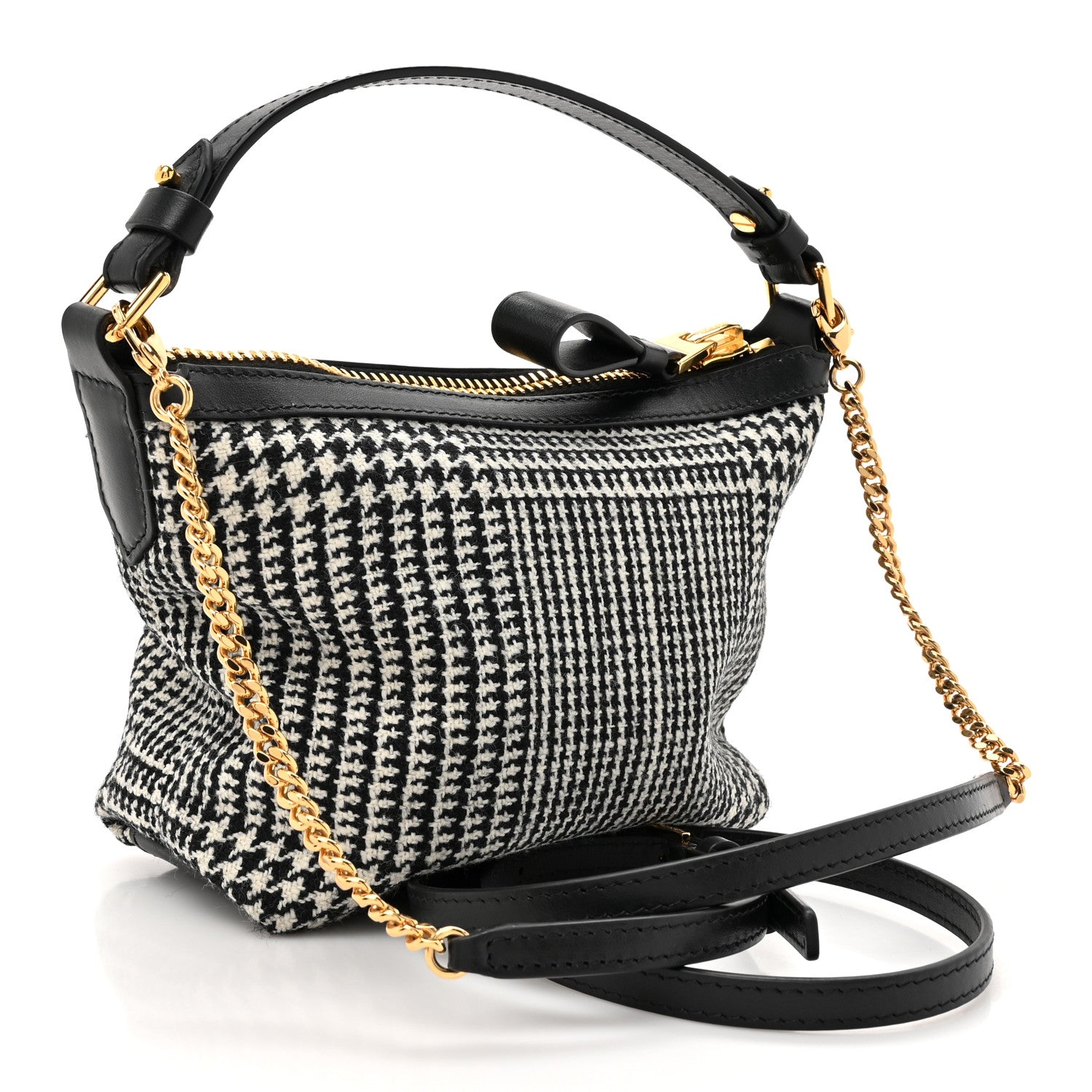 Tom Ford Houndstooth Mini Label Pouch Black White 3 of 10