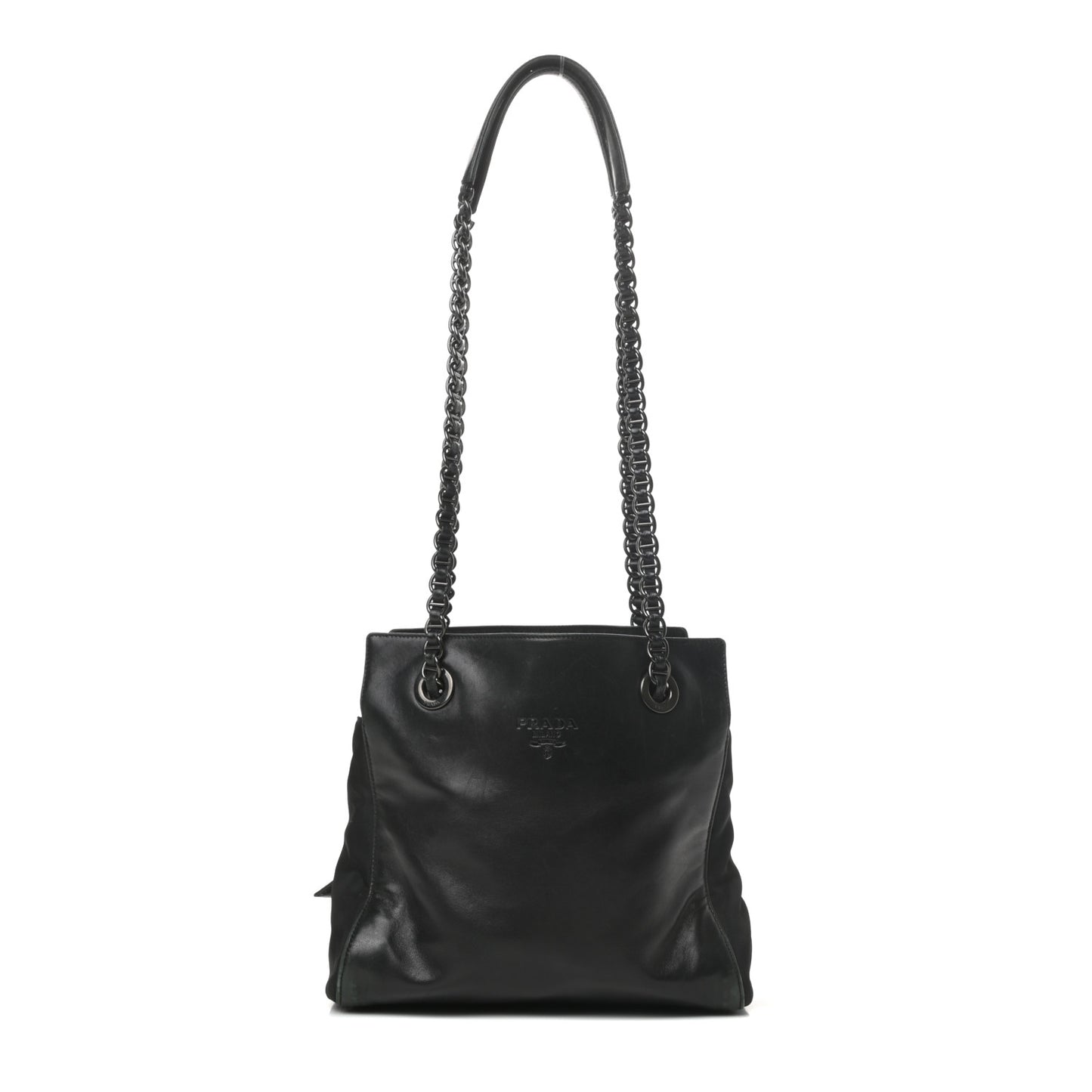 Nappa Nylon Chain Shoulder Bag Black