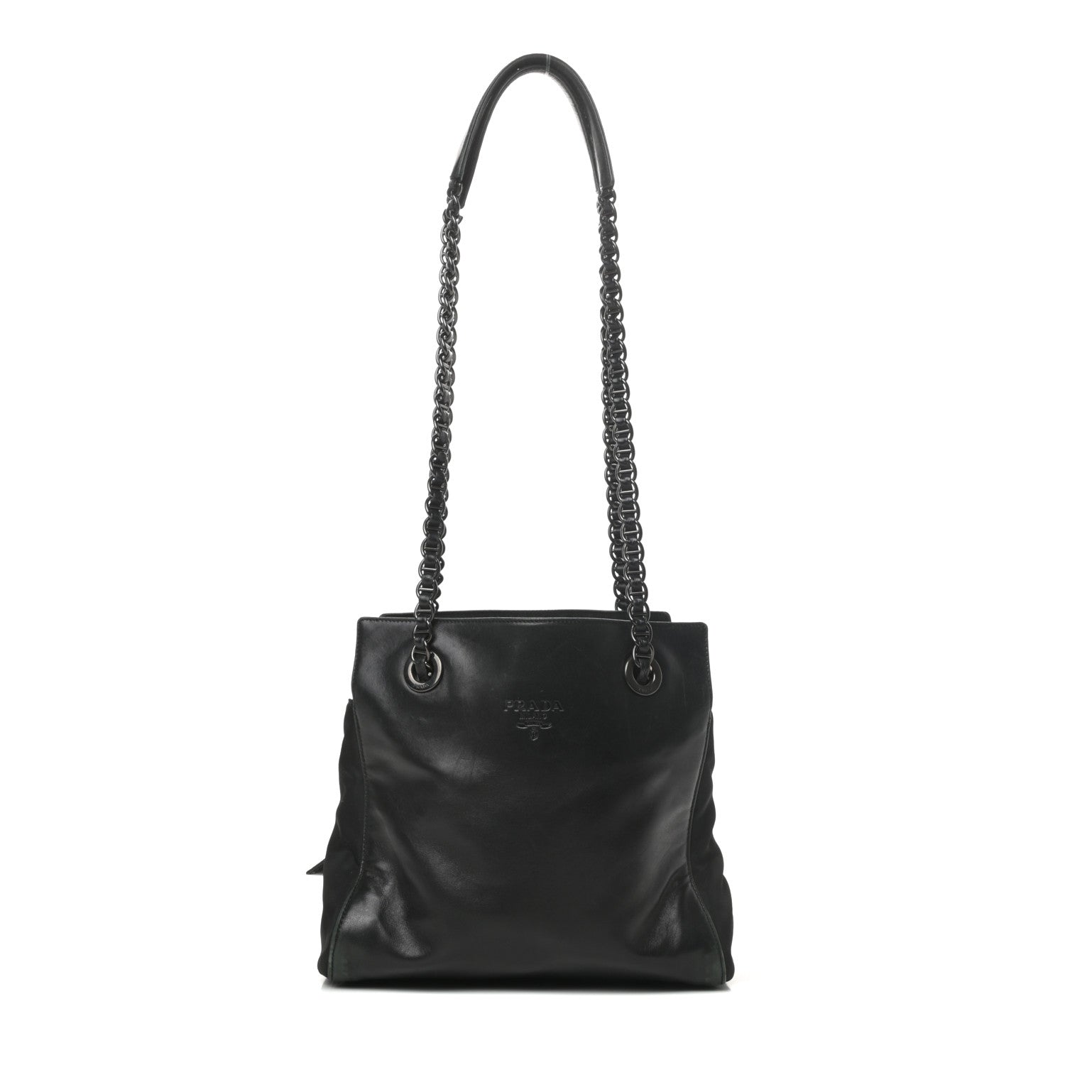 Prada Nappa Nylon Chain Shoulder Bag Black 1 of 8