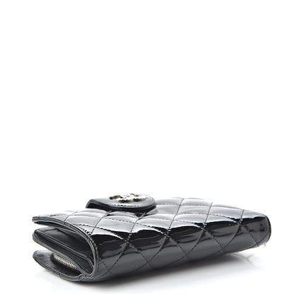 Chanel Patent Quilted Brilliant Zipped Pocket Wallet Black 4 of 13