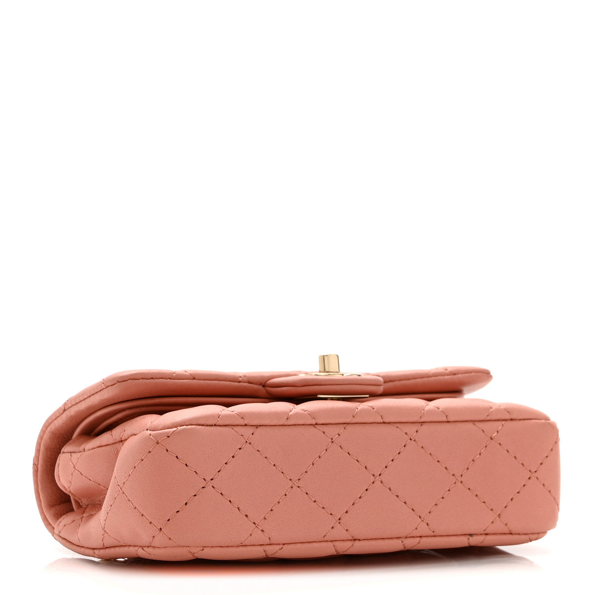 Lambskin Quilted Mini Flap Bag Charm With Hook Coral
