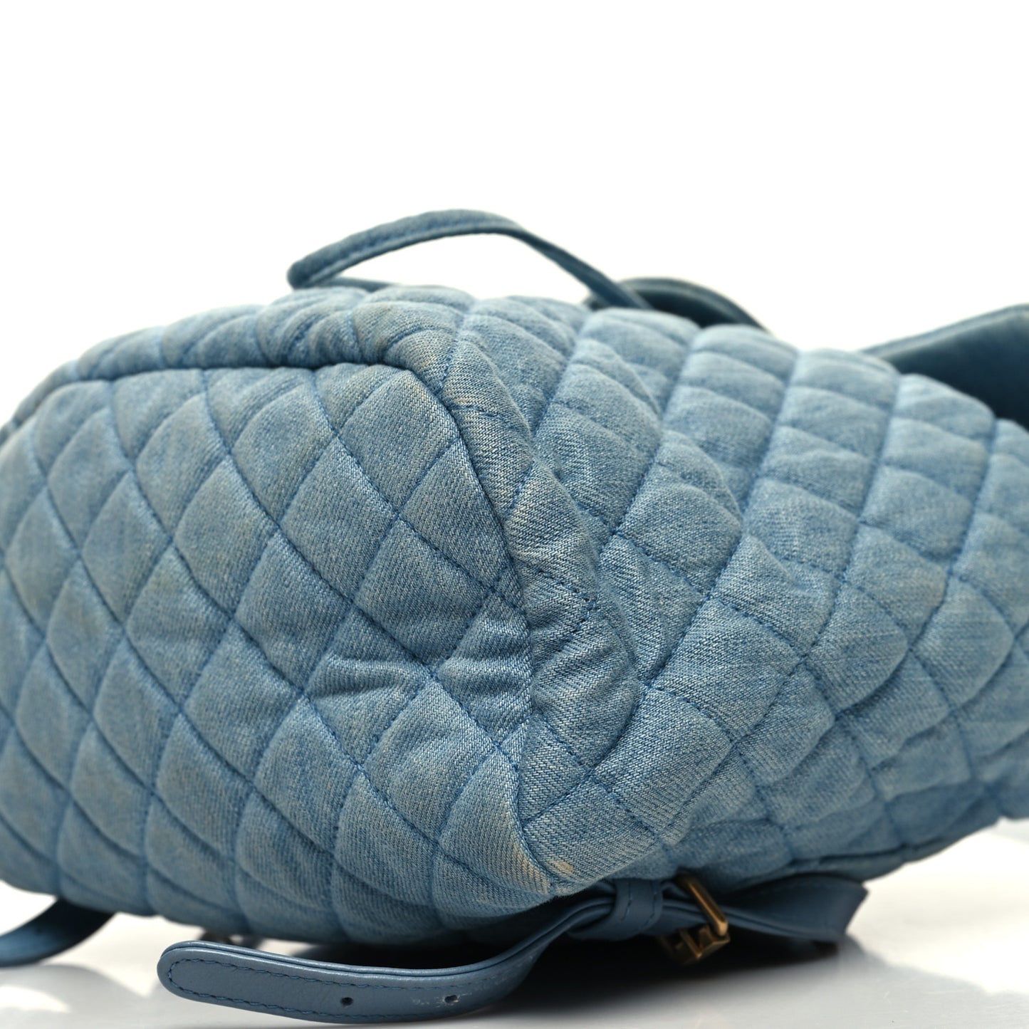 Washed Denim Quilted Small Urban Spirit Backpack Light Blue