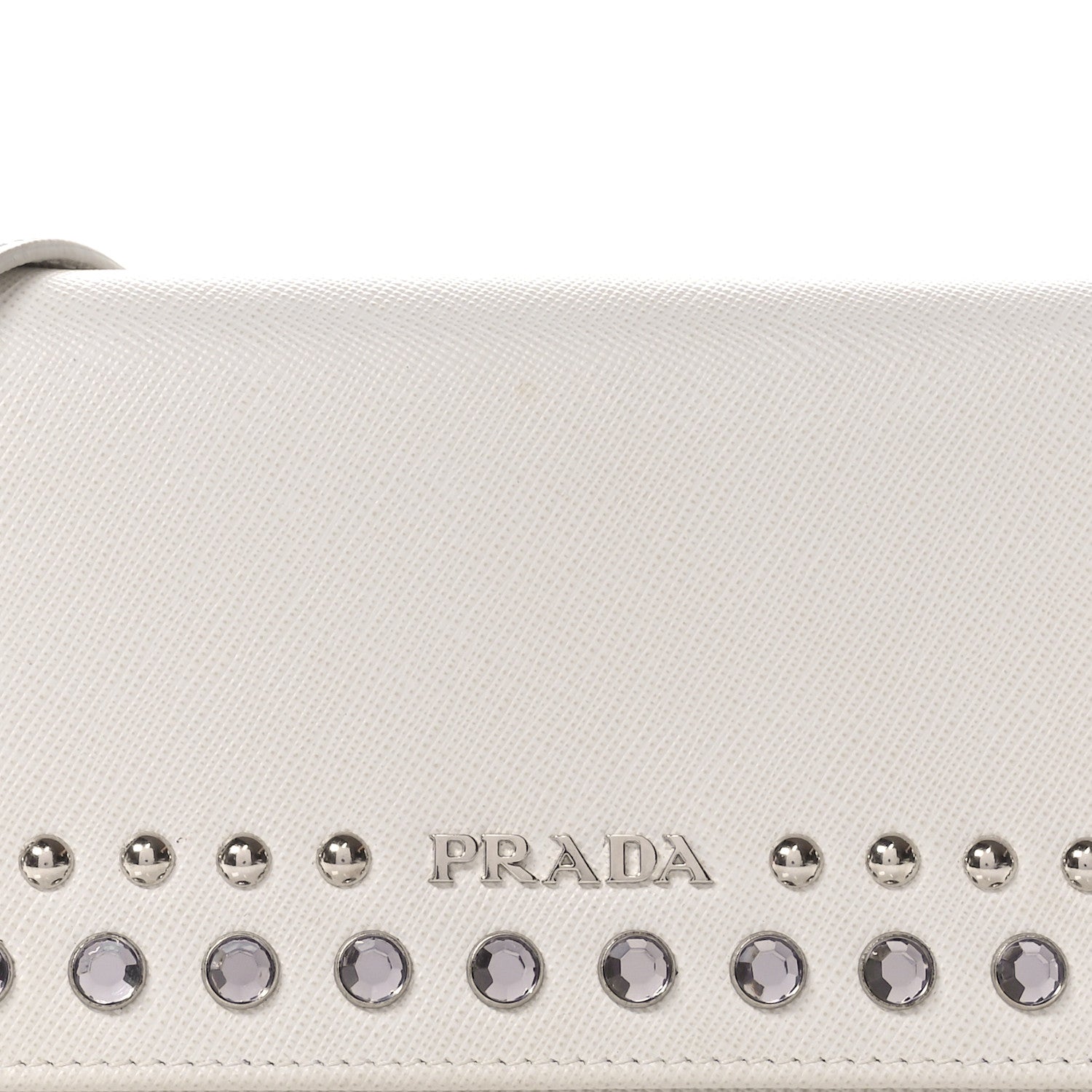 Prada Saffiano Crystal Studded Wallet On Strap Talco 9 of 12